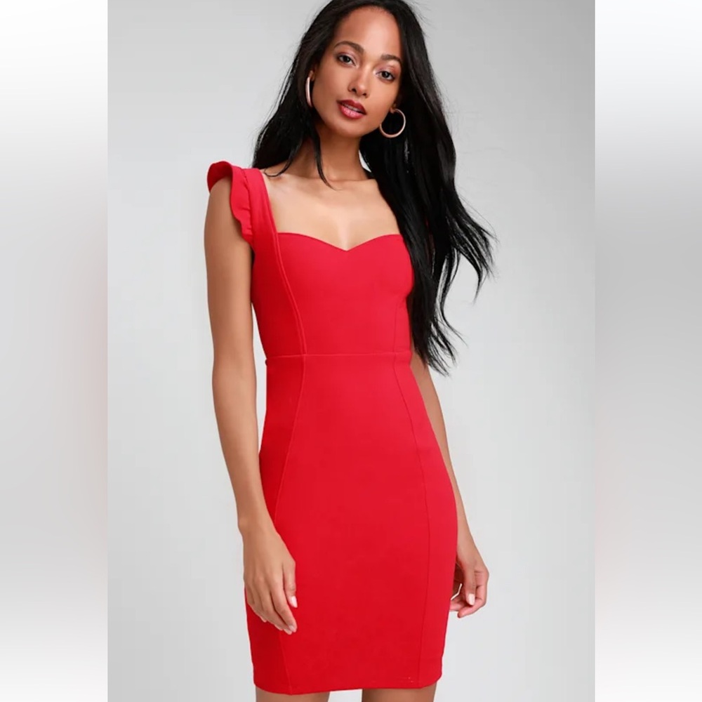 Lulu's Miriam Red Ruffled Bodycon Dress